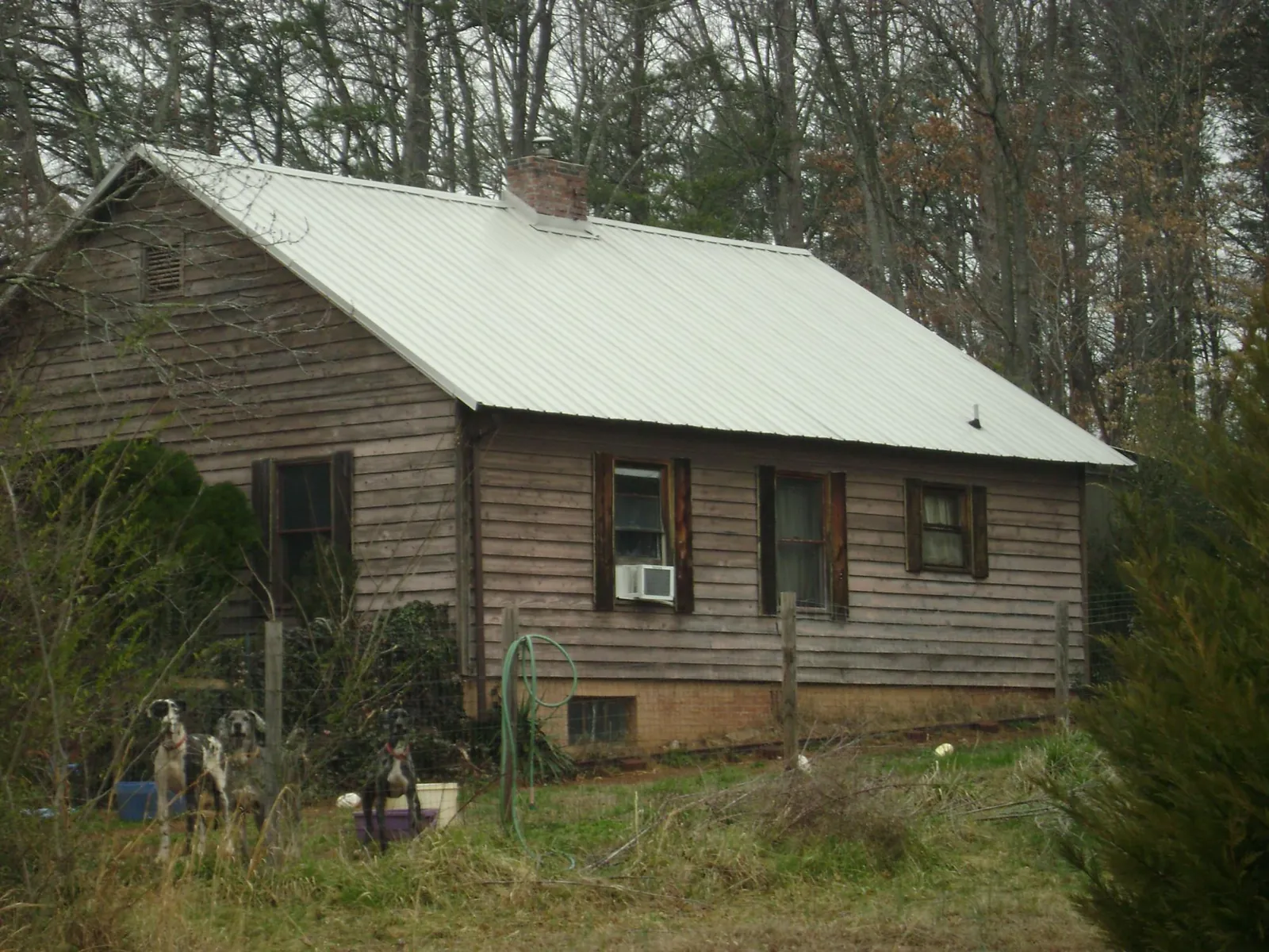 White metal roof on an old wood sided farmhouse, from a Asphalt Shingle Roof Repair job in Kingsbury